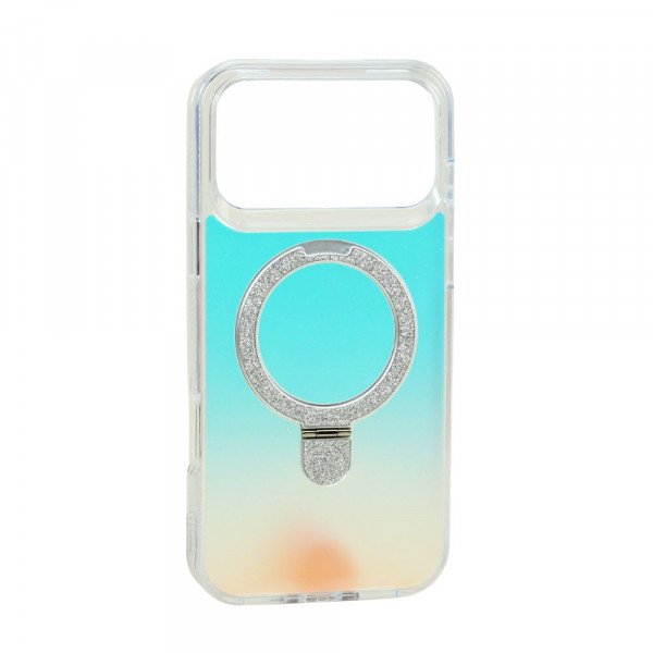 Color Gradient Design Style Magnetic Magsafe Phone Case with Glitter Kickstand Ring for Apple iPhone 17 Pro