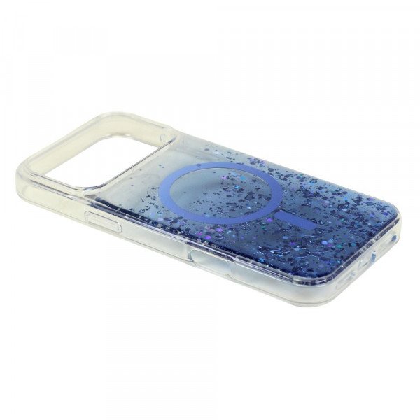 Stylish 2-Tone Transparent Design Magnetic MagSafe Compatible Ring Phone Case with Sparkle Glitter Dust for Apple iPhone 17 Pro