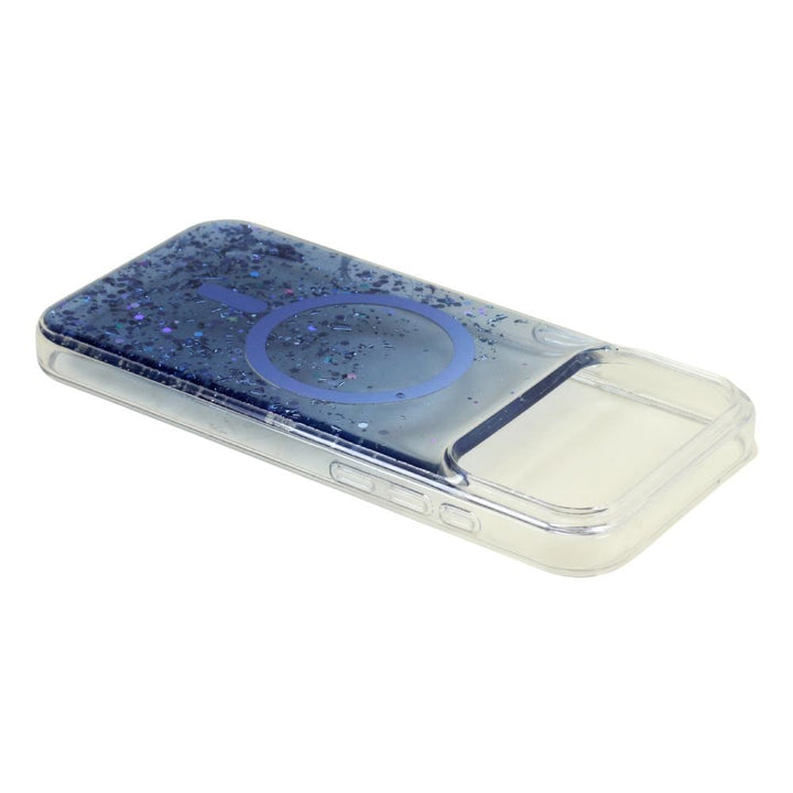 Stylish 2-Tone Transparent Design Magnetic MagSafe Compatible Ring Phone Case with Sparkle Glitter Dust for Apple iPhone 17 Pro