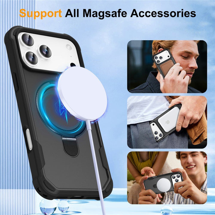 Strong Grip Anti-Scratch Protection Shockproof Phone Case with MagSafe Ring Kickstand for Apple iPhone 17 Pro