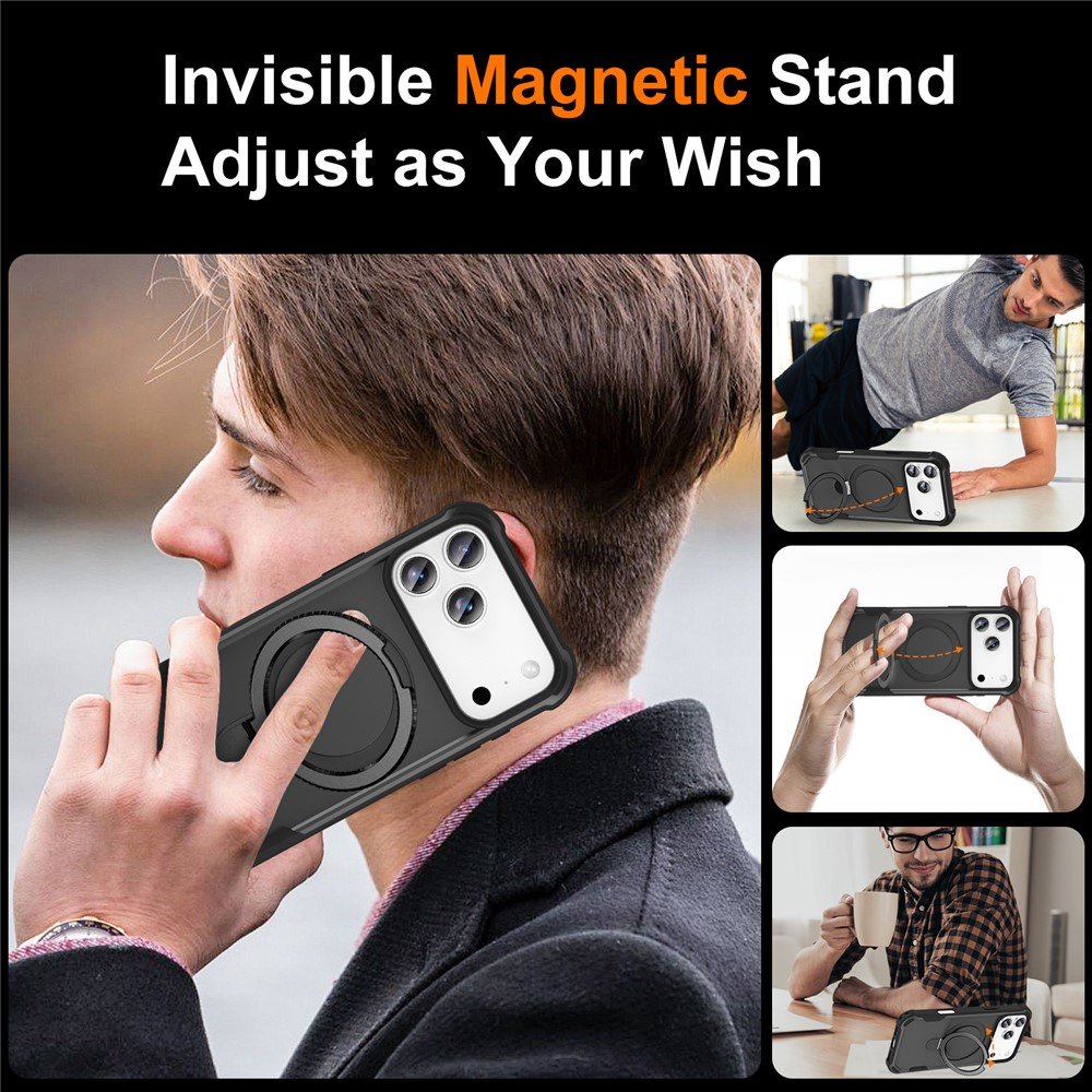 Strong Grip Anti-Scratch Protection Shockproof Phone Case with MagSafe Ring Kickstand for Apple iPhone 17 Pro