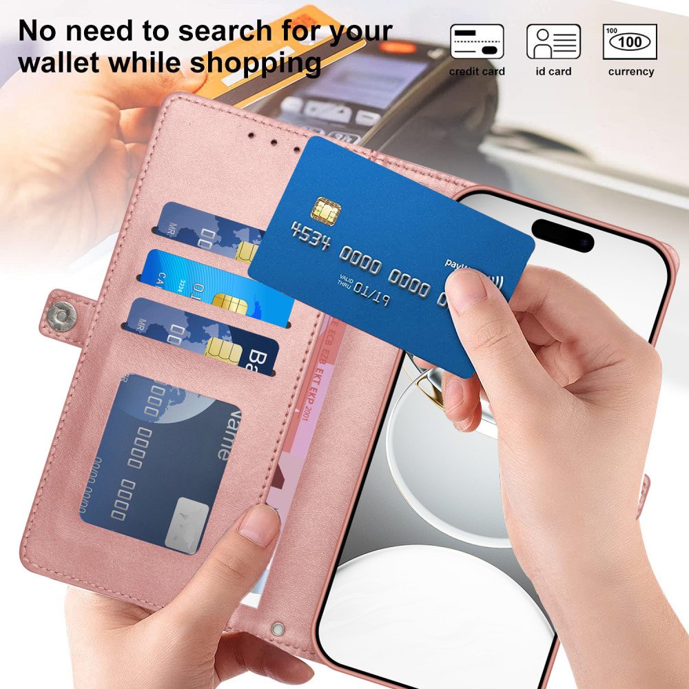 Wallet Phone Case with PU Leather, Card Holder Slot & Foldable Front Cover – Elegant Protection for Apple iPhone 17 Pro