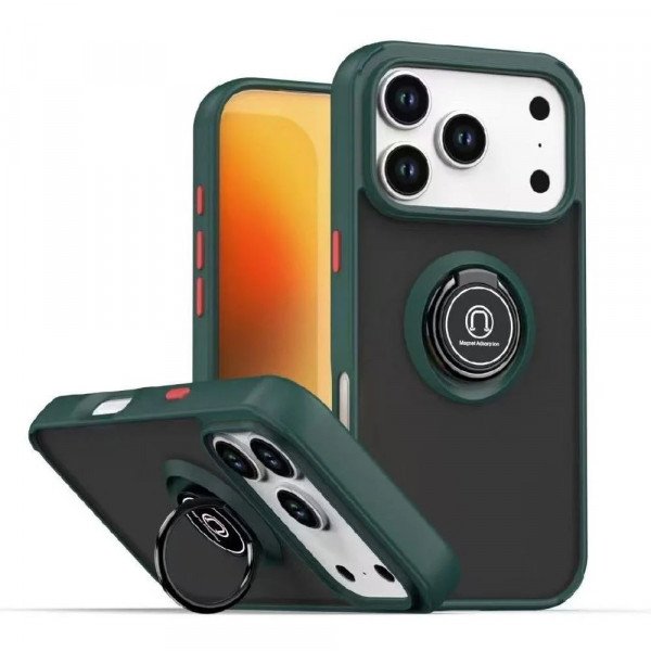 Slim Hybrid Shockproof Phone Case with Kickstand Ring for Apple iPhone 17 Pro