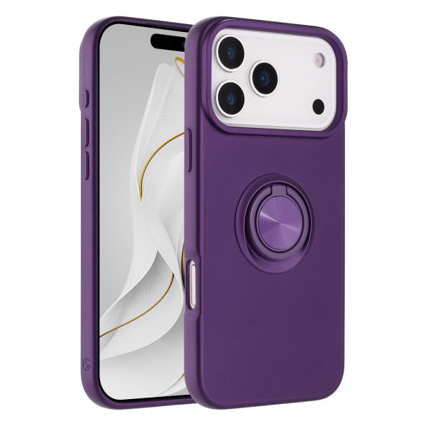 Shockproof Kickstand Phone Case with Glossy Finish – Superior Protection & Built-In Ring for Apple iPhone 17 Pro