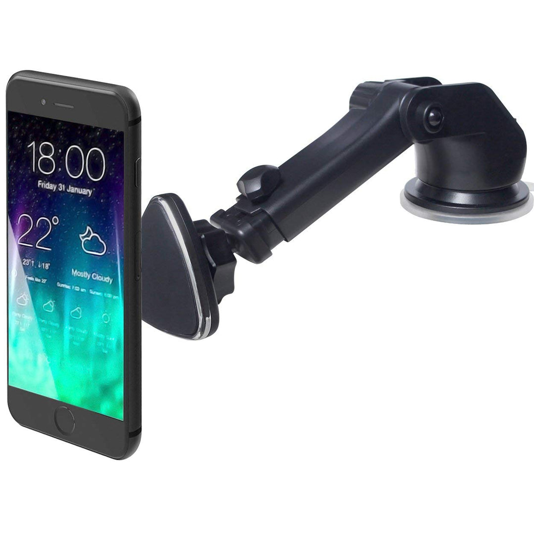 Premium Magnetic Tri Design Long Windshield & Dashboard Car Mount Holder with Strong Grip