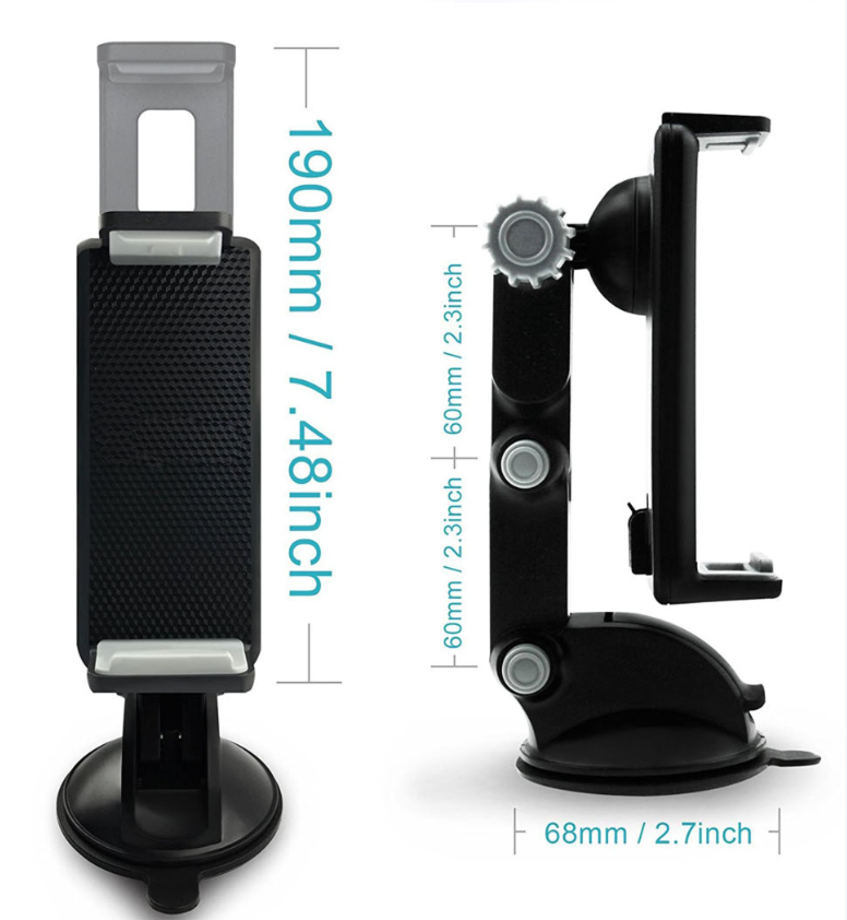 Clip Long Neck Tablet Windshield and Dashboard Car Mount Holder Stand