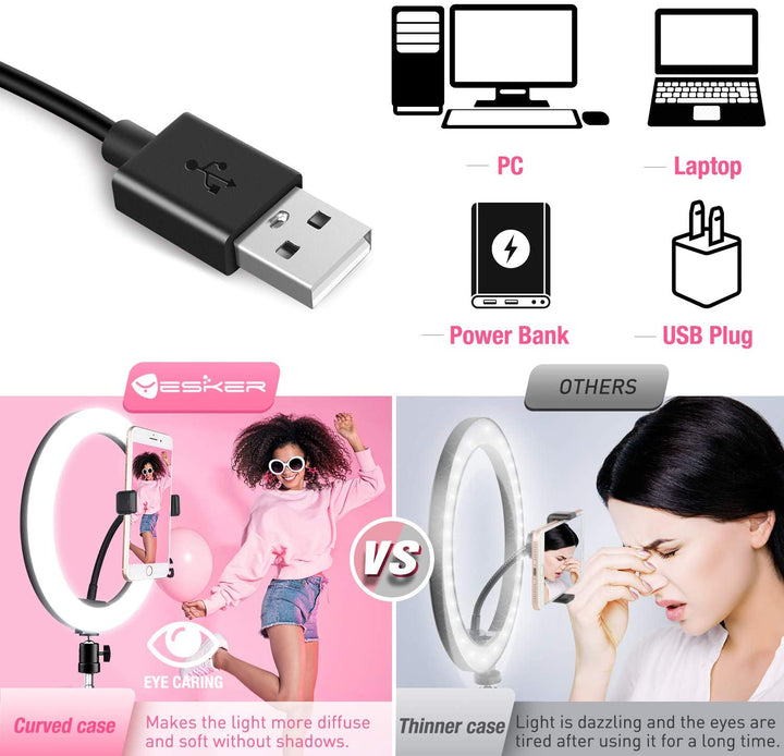 10 Inch Selfie Ring Light with 76 Inch Tripod Stand & Universal Cell Phone Holder for Live Stream, Makeup, Video