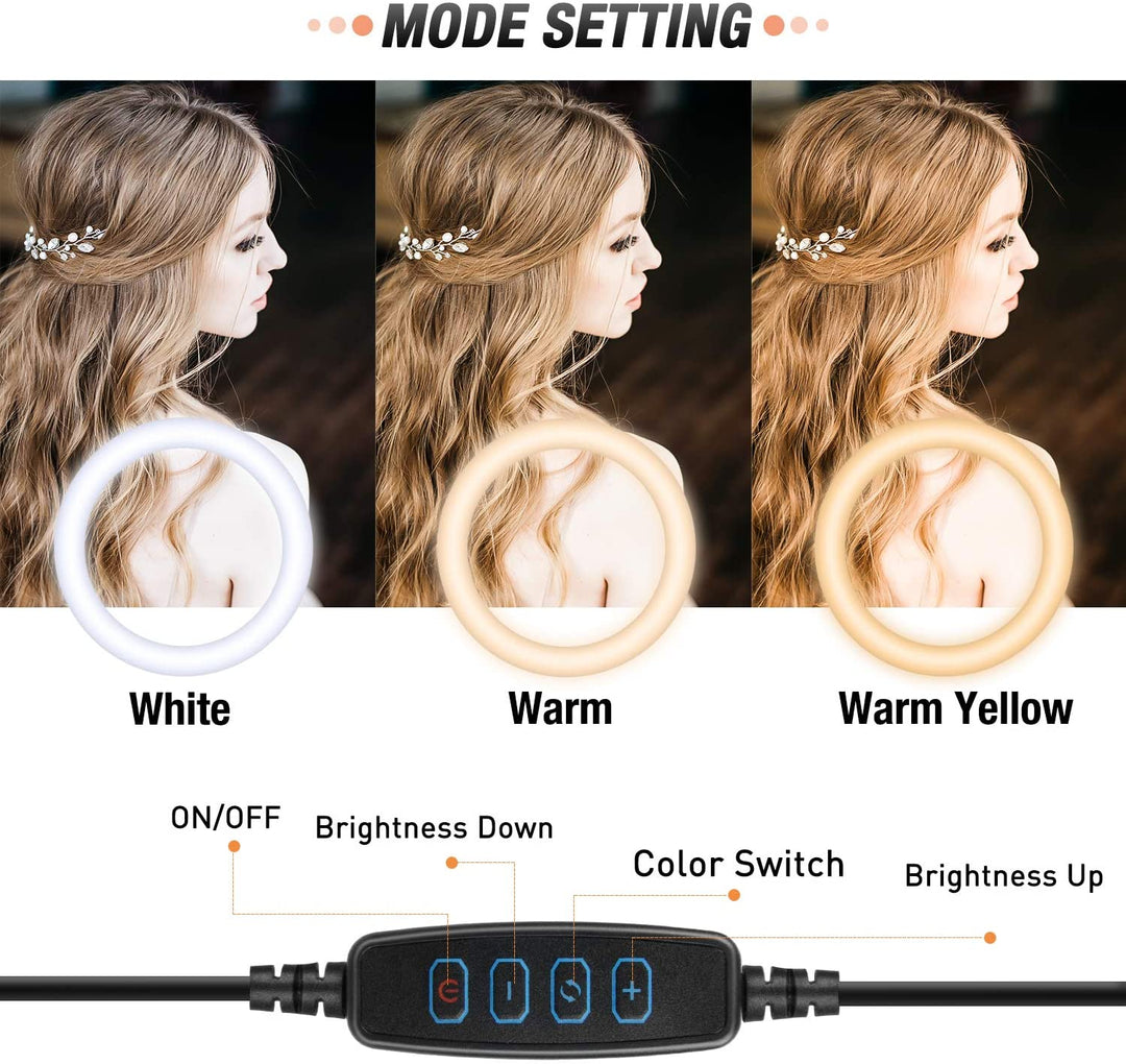 10 Inch Selfie Ring Light with 76 Inch Tripod Stand & Universal Cell Phone Holder for Live Stream, Makeup, Video