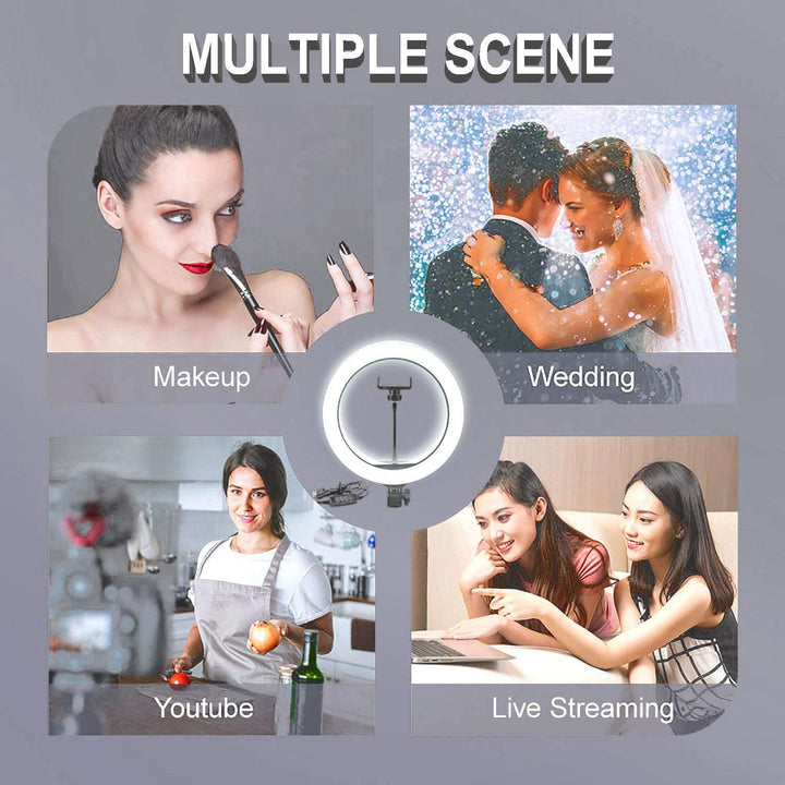 10 Inch Selfie Ring Light with 76 Inch Tripod Stand & Universal Cell Phone Holder for Live Stream, Makeup, Video