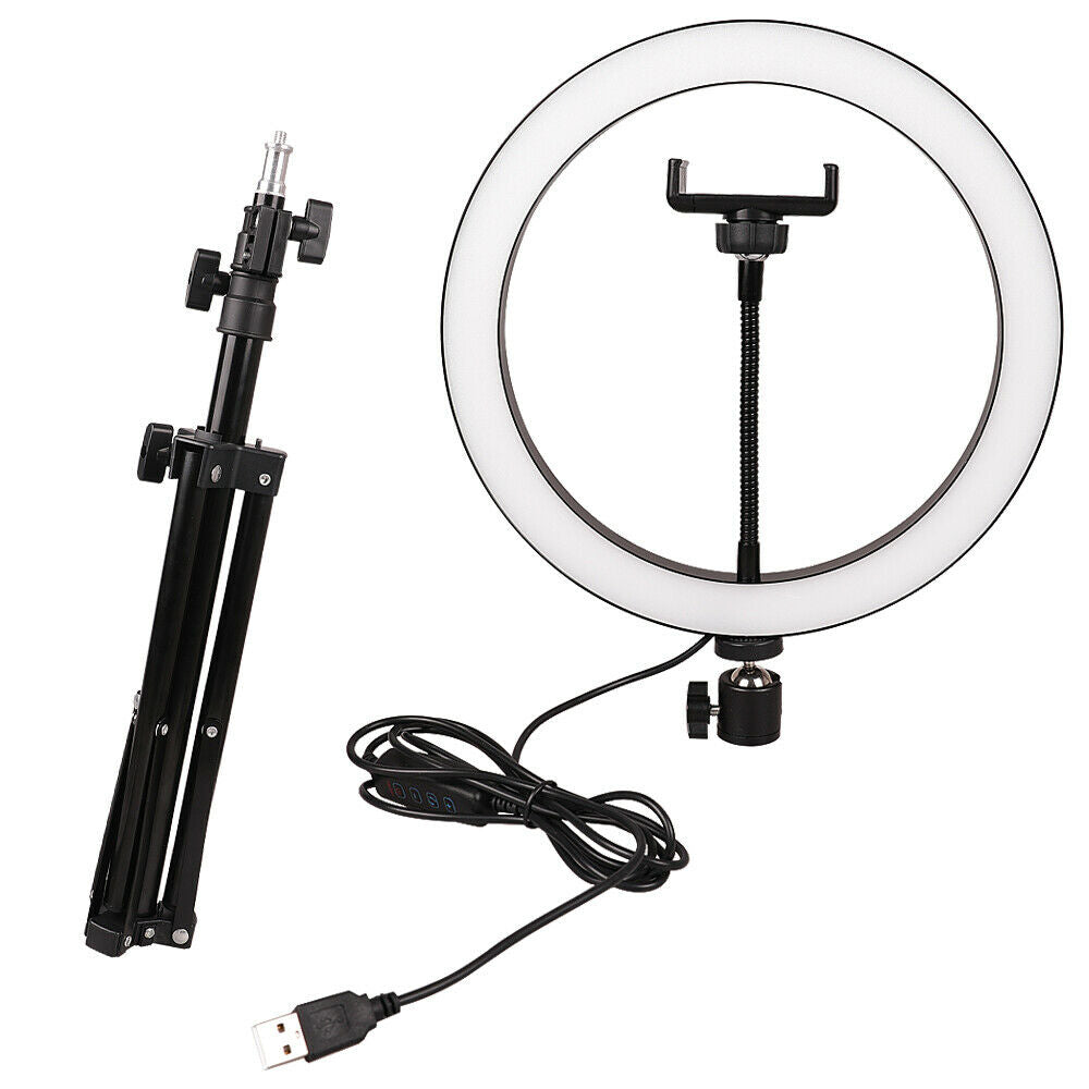 10 Inch Selfie Ring Light with 76 Inch Tripod Stand & Universal Cell Phone Holder for Live Stream, Makeup, Video