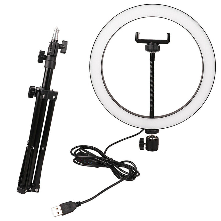 10 Inch Selfie Ring Light with 76 Inch Tripod Stand & Universal Cell Phone Holder for Live Stream, Makeup, Video