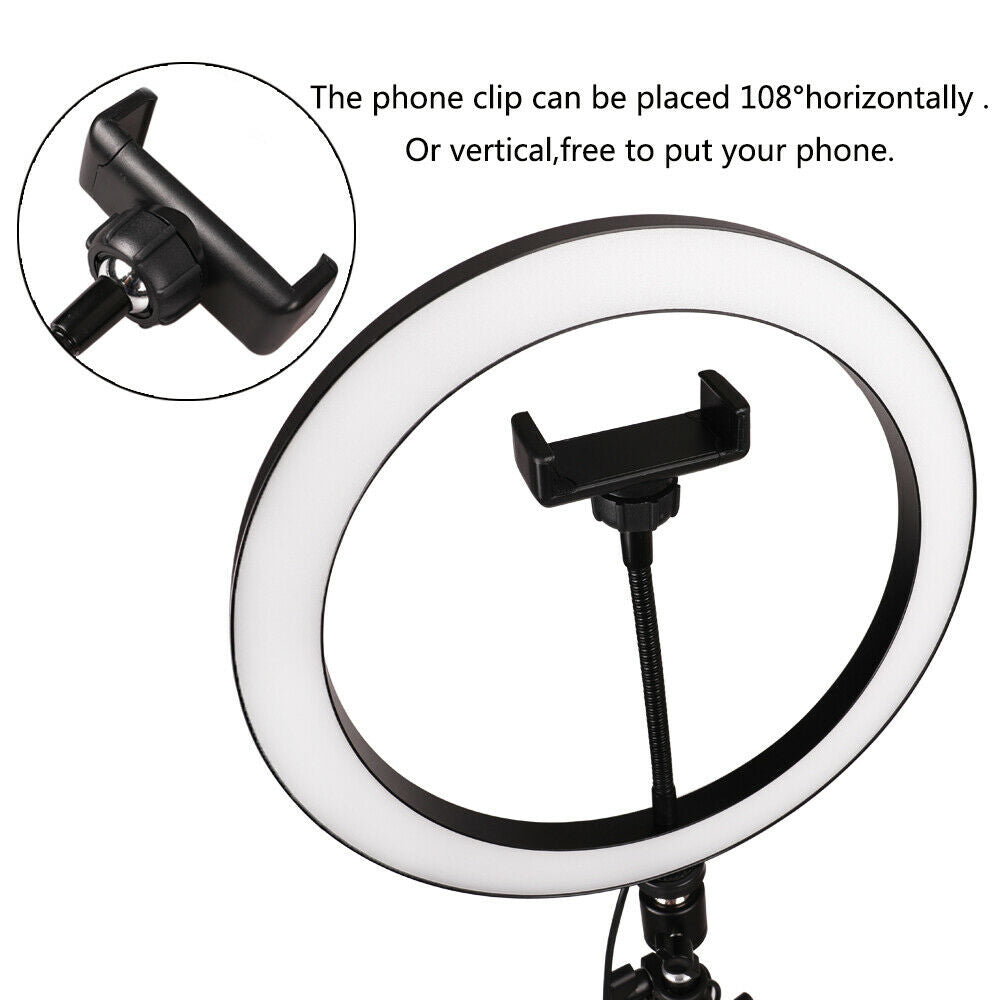 10 Inch Selfie Ring Light with 76 Inch Tripod Stand & Universal Cell Phone Holder for Live Stream, Makeup, Video