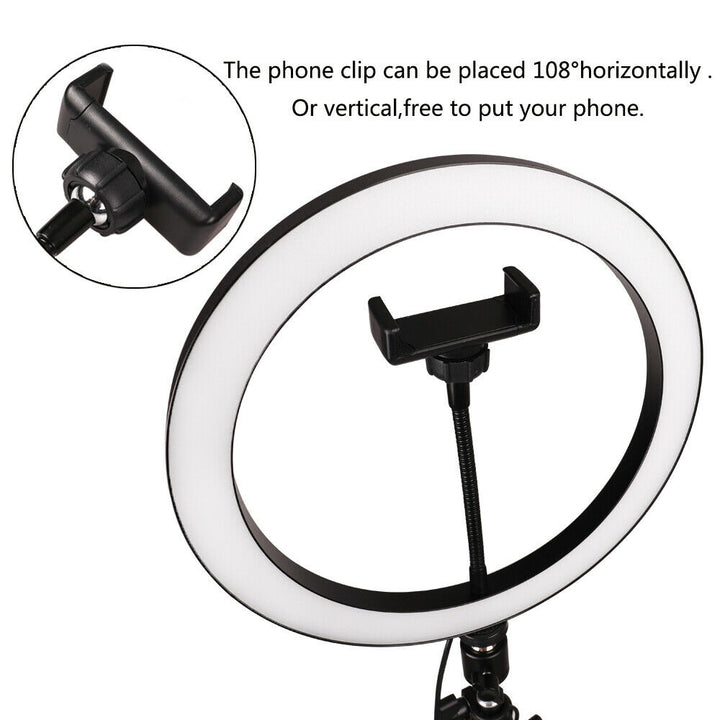 10 Inch Selfie Ring Light with 76 Inch Tripod Stand & Universal Cell Phone Holder for Live Stream, Makeup, Video