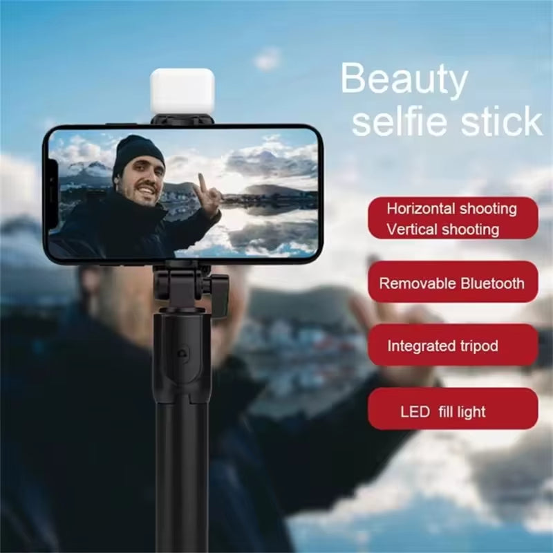 Professional Selfie Stick Tripod with LED Fill Light, Wireless Remote & 40" Extendable Stand