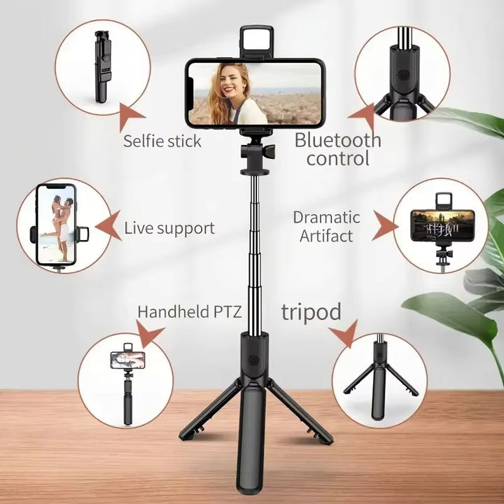 Professional Selfie Stick Tripod with LED Fill Light, Wireless Remote & 40" Extendable Stand