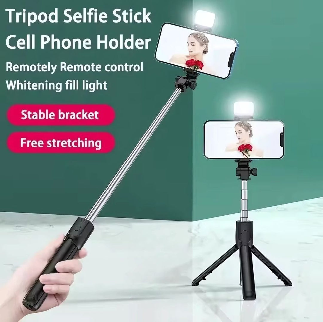 Professional Selfie Stick Tripod with LED Fill Light, Wireless Remote & 40" Extendable Stand