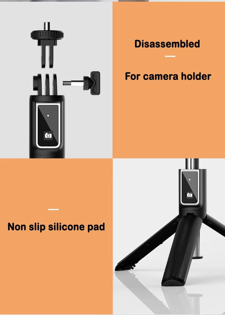 Professional Selfie Stick Tripod with Wireless Remote Control, 3.3ft Extendable, Universal Phone Holder, Adjustable Angles