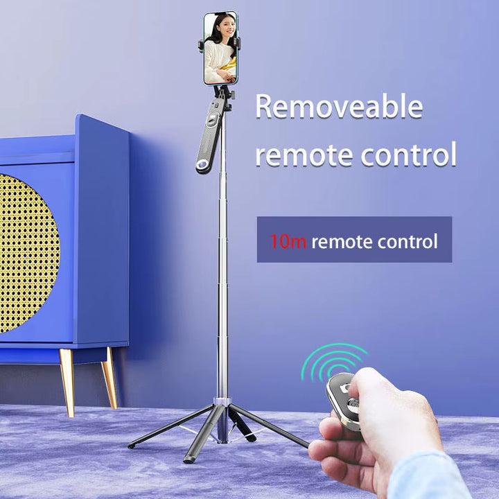 Professional Heavy Duty Selfie Stick with 1.8M Quadpod Stand, Wireless Remote & 360° Swivel Head
