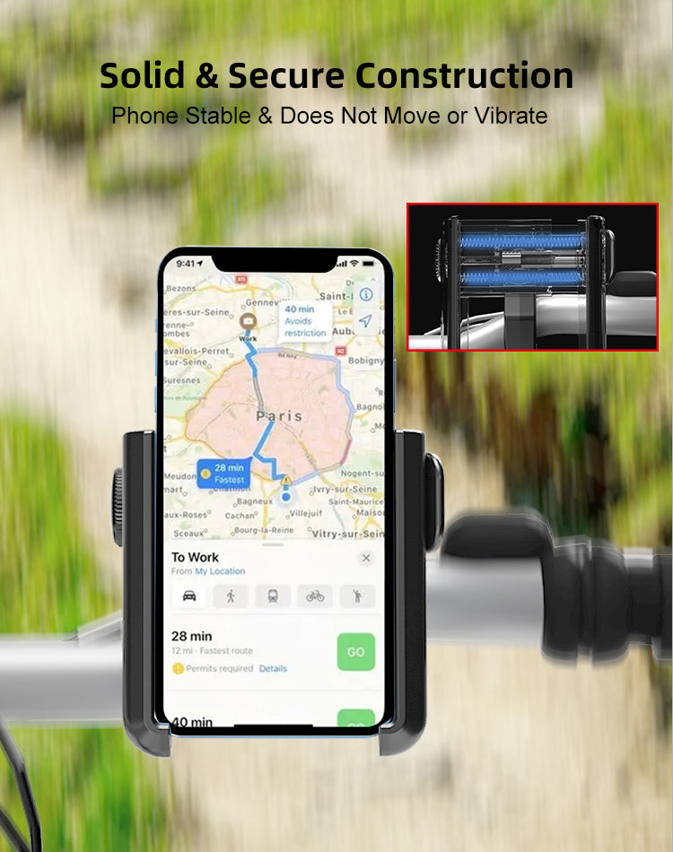 Lock and Release 360° Rotation Strong Grip Motorcycle Bike Scooter Phone Holder Mount