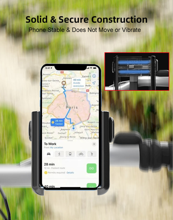 Lock and Release 360° Rotation Strong Grip Motorcycle Bike Scooter Phone Holder Mount