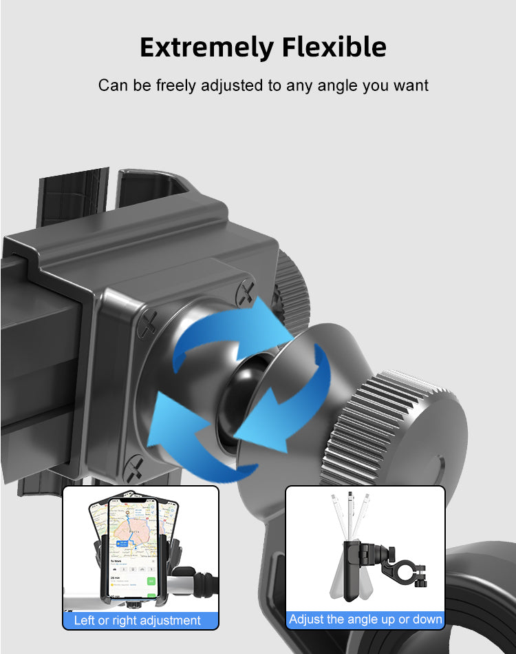 Lock and Release 360° Rotation Strong Grip Motorcycle Bike Scooter Phone Holder Mount