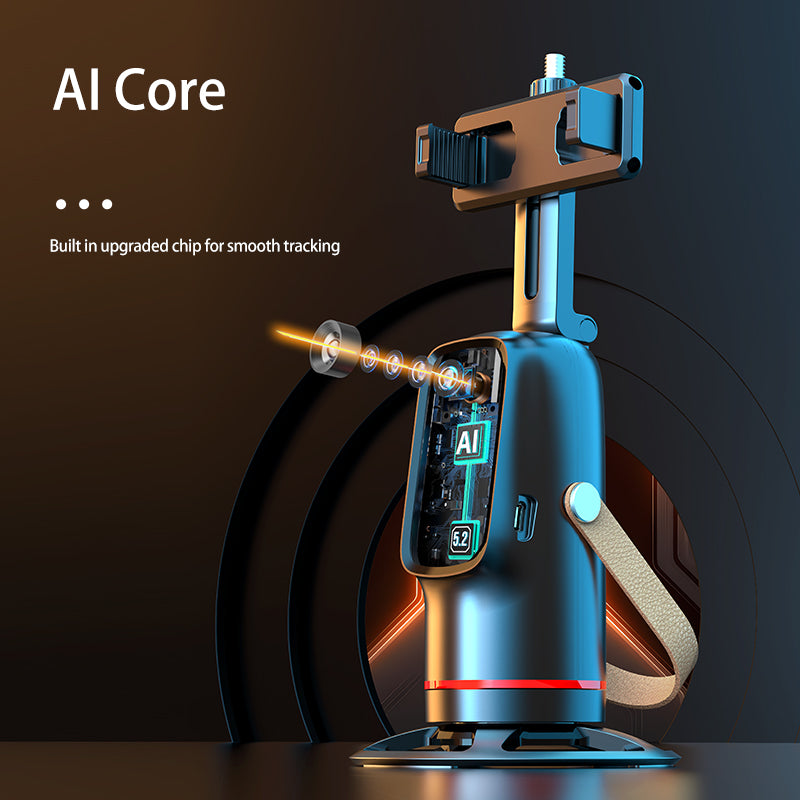 Auto Face Tracking Phone Stand 360° Rotation Smart Camera Holder, Gesture Control, Rechargeable, for Live Streaming