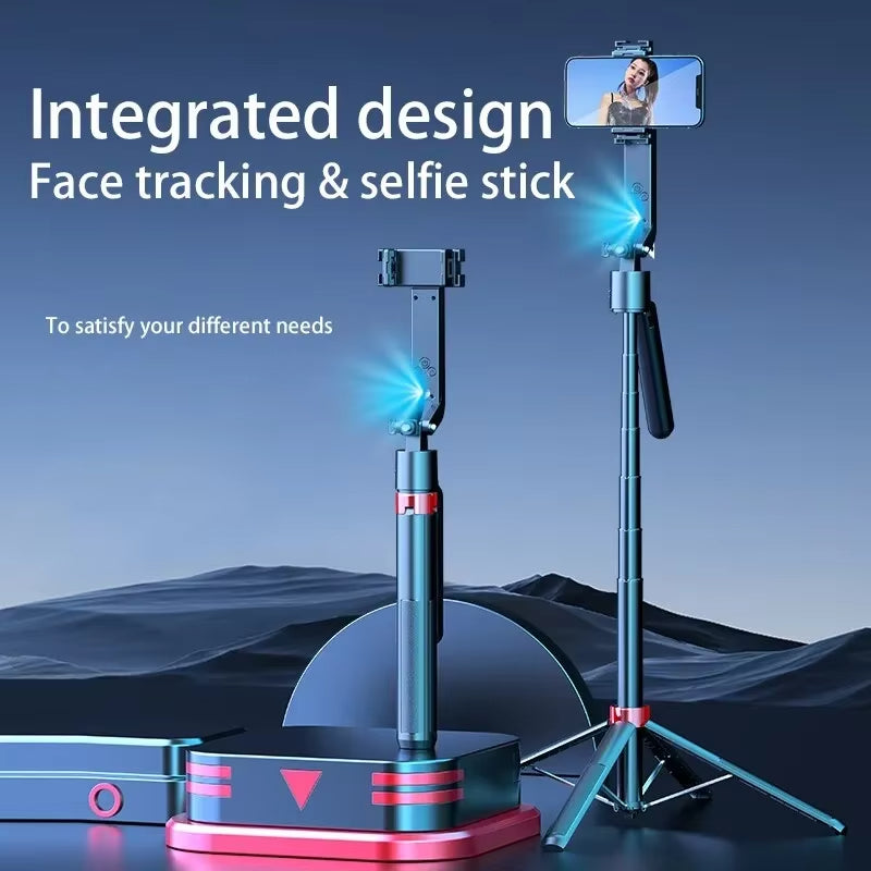 AI Auto Tracking Selfie Stick Tripod with 360° Rotation, Face Detection, Remote Control & Anti-Shake Gimbal