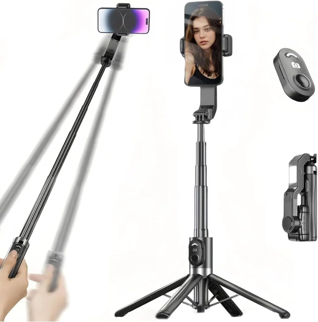 Professional Selfie Stick Tripod with LED Fill Light, 360° Rotation, Wireless Remote, Stabilizer Stand