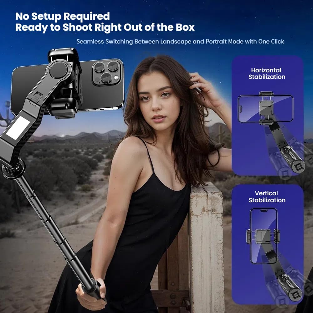 Professional Selfie Stick Tripod with LED Fill Light, 360° Rotation, Wireless Remote, Stabilizer Stand