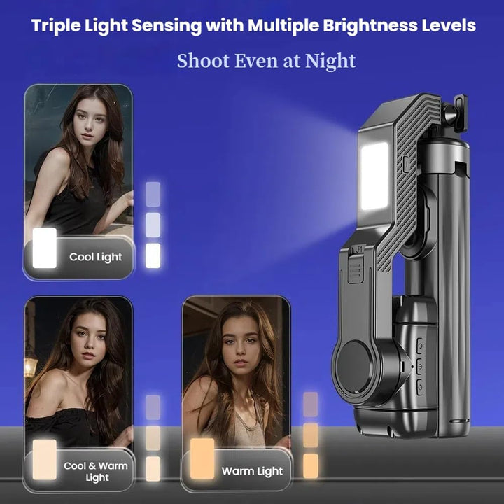 Professional Selfie Stick Tripod with LED Fill Light, 360° Rotation, Wireless Remote, Stabilizer Stand