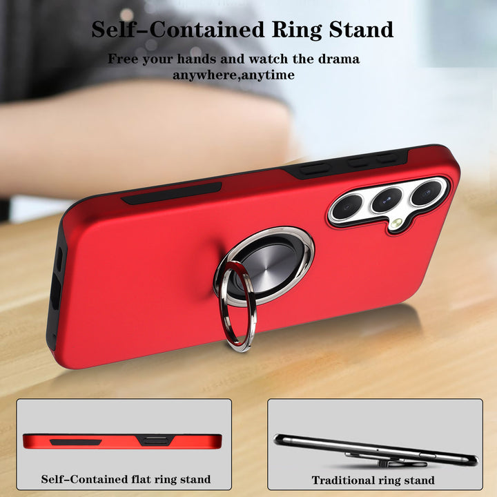 Dual Layer Armor Hybrid Stand Ring Case with Kickstand, Shockproof Protection for Samsung Galaxy S25 Plus 5G