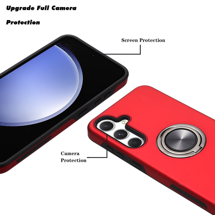 Dual Layer Armor Hybrid Stand Ring Case with Kickstand, Shockproof Protection for Samsung Galaxy S25 Plus 5G