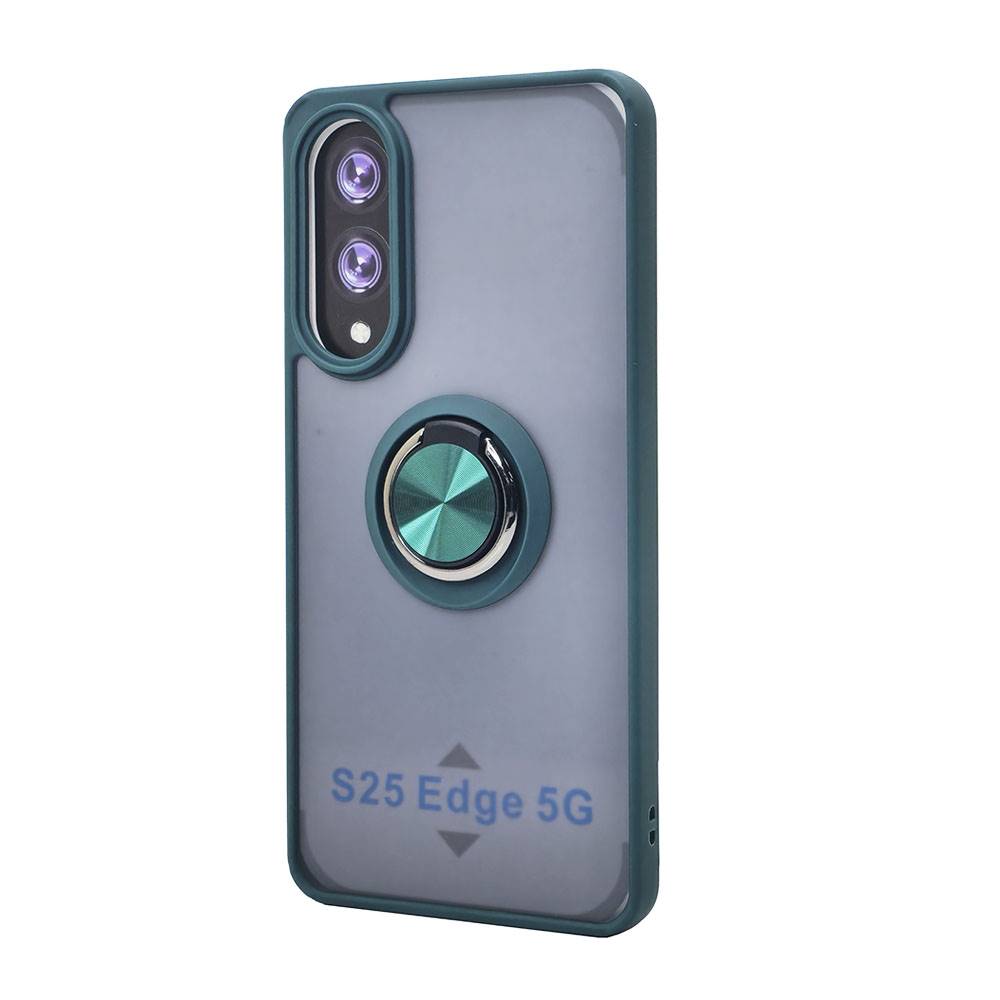 Tuff Slim Armor Hybrid Ring Stand Case, Shockproof TPU PC Dual Layer Protective Kickstand Cover for Samsung Galaxy S25 Edge