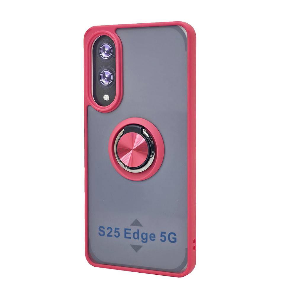 Tuff Slim Armor Hybrid Ring Stand Case, Shockproof TPU PC Dual Layer Protective Kickstand Cover for Samsung Galaxy S25 Edge