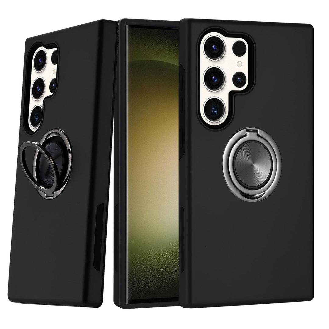 Dual Layer Armor Hybrid Stand Ring Case with Shockproof Protection & Metal Plate for Samsung Galaxy S25 Ultra 5G
