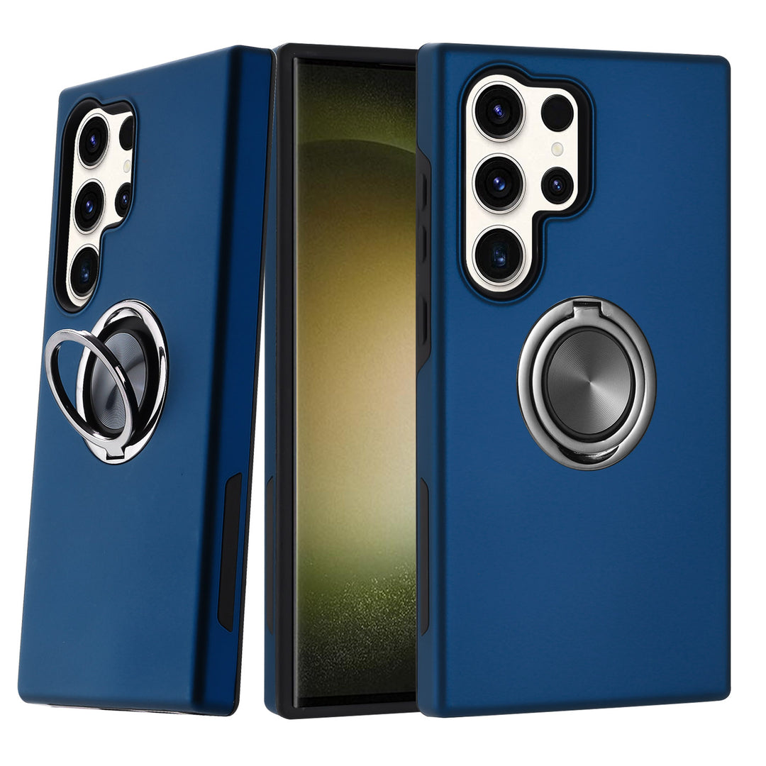 Dual Layer Armor Hybrid Stand Ring Case with Shockproof Protection & Metal Plate for Samsung Galaxy S25 Ultra 5G