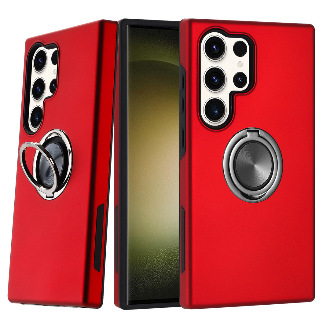 Dual Layer Armor Hybrid Stand Ring Case with Shockproof Protection & Metal Plate for Samsung Galaxy S25 Ultra 5G