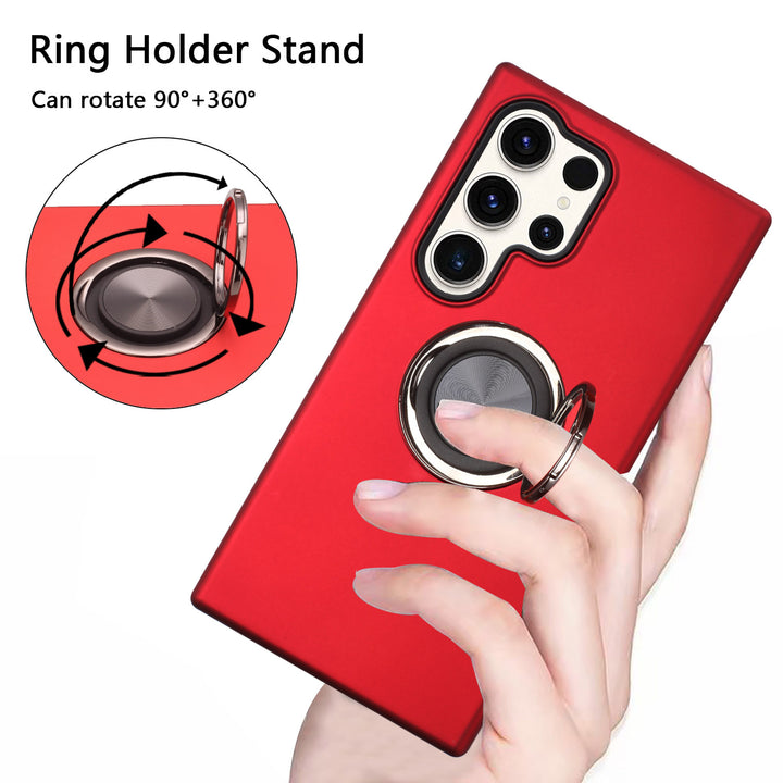 Dual Layer Armor Hybrid Stand Ring Case with Shockproof Protection & Metal Plate for Samsung Galaxy S25 Ultra 5G
