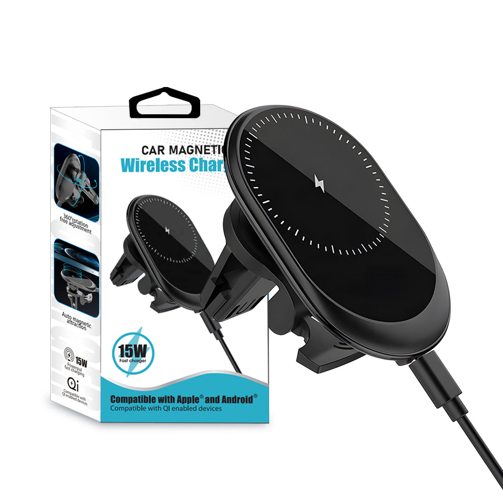 Magnetic MagSafe Wireless Charging Air Vent Car Mount Phone Holder with Strong Magnet and 10W Fast Charge