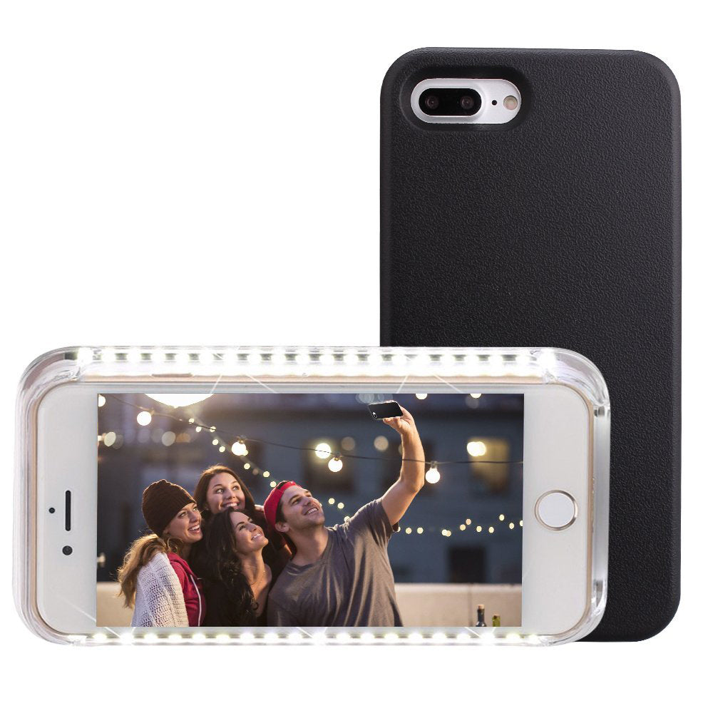 Selfie Illuminated LED Light Case with Rechargeable Battery and Dual-Side Lighting for iPhone SE 2022/2020, iPhone 8, iPhone 7