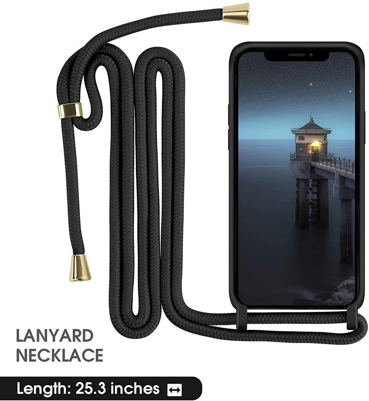 Crossbody Lanyard Neck Strap Adjustable Necklace Pro Silicone Case Bag | Shockproof, Anti-Scratch, Hands-Free | For iPhone 12 Pro Max 6.7