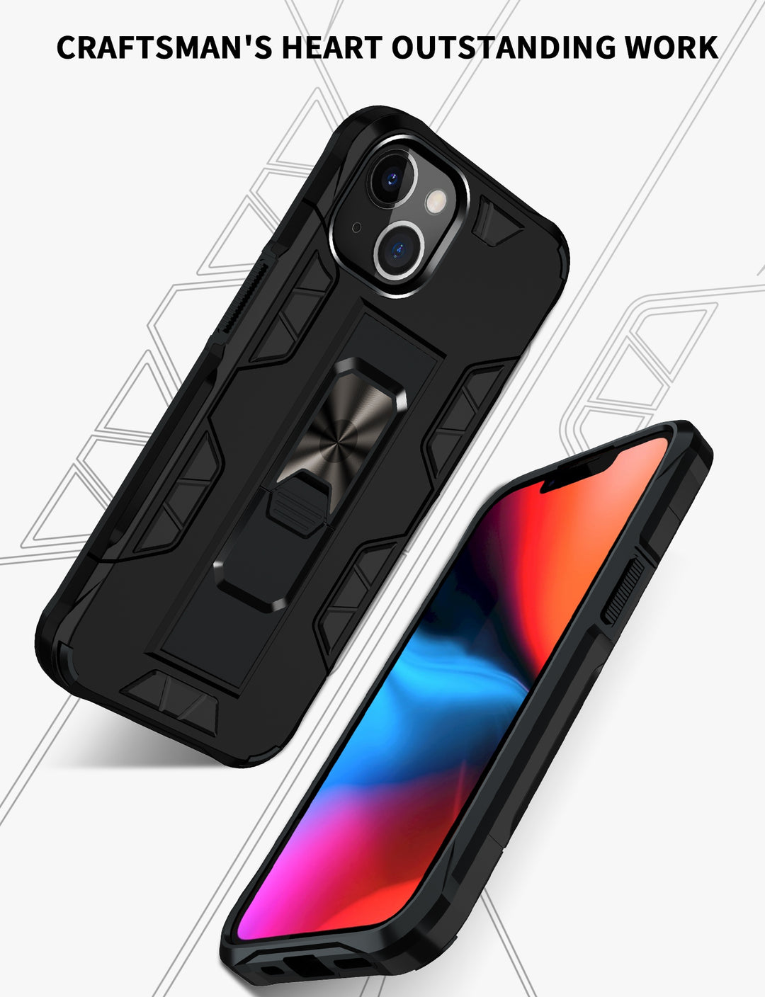 Military Grade Armor Protection Stand Magnetic Feature Case with Shockproof, Anti-Scratch, and Kickstand for Apple iPhone 13 (6.1)