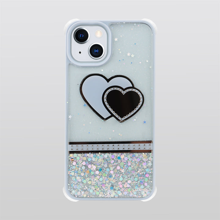 Glitter Jewel Diamond Armor Bumper Case with Camera Lens Protection - Stylish, Lightweight & Durable for Apple iPhone 13 [6.1]