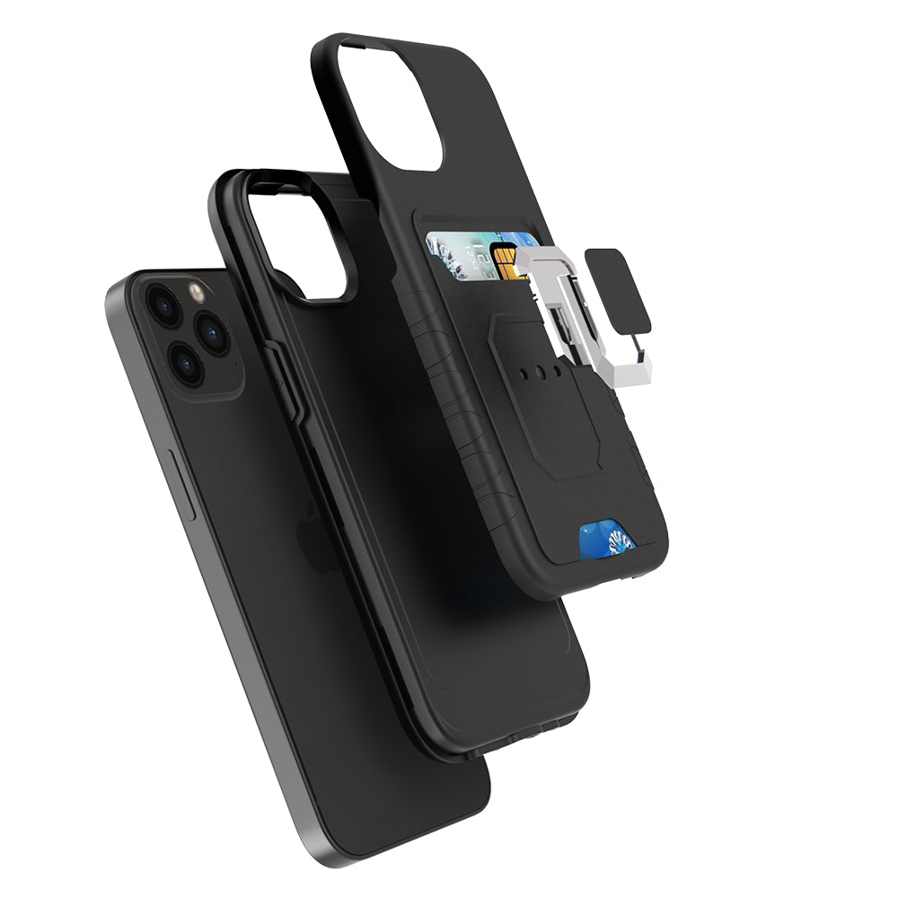 Square Ring Stand Holder with Card Slot Hybrid Case-Shockproof, Anti-Scratch, Dustproof, Lightweight & Rugged for Apple iPhone 13 (6.1)