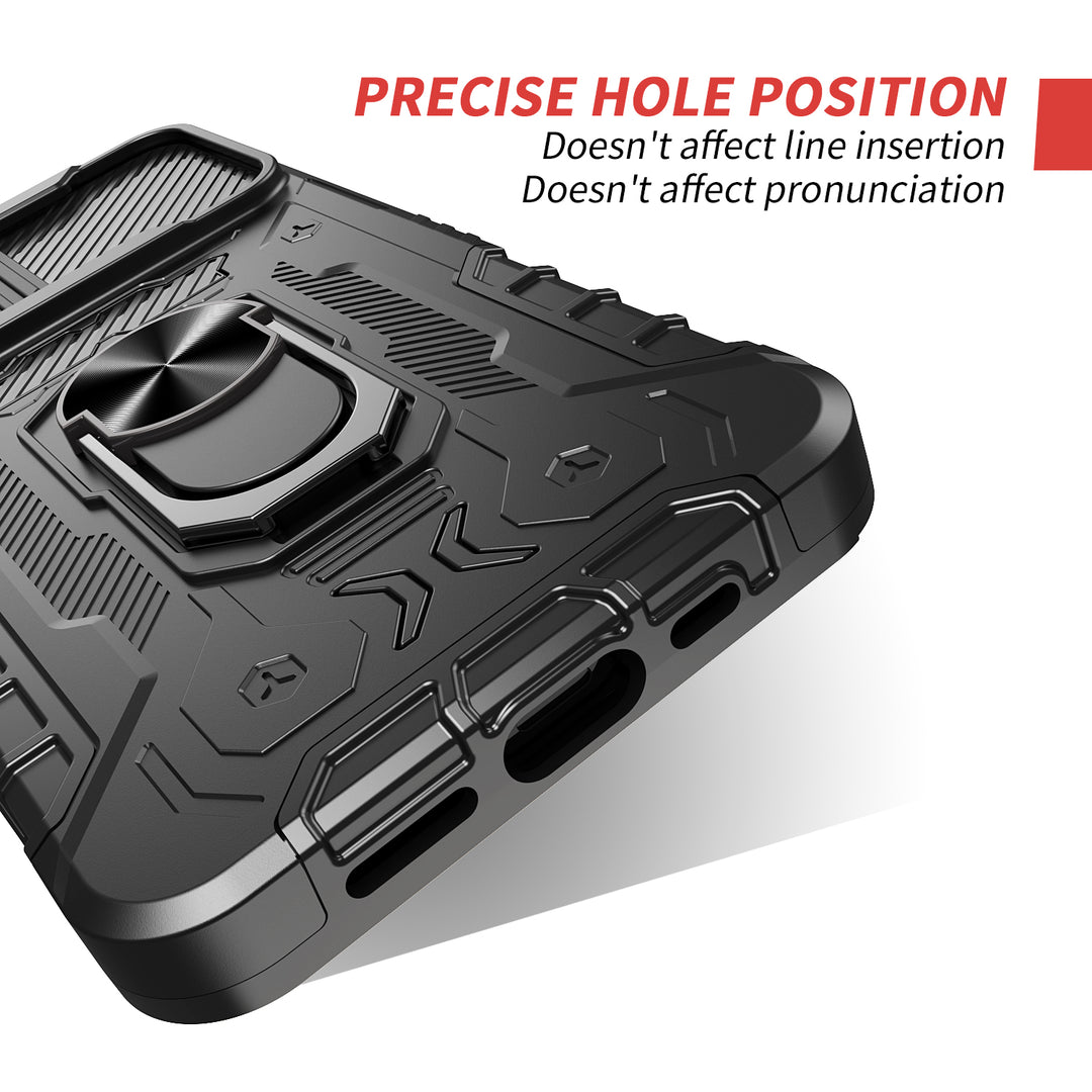 Full Body Tech Ring Stand Case with Built-In Screen Protector and Lens Cover - Rugged, Lightweight & Shockproof for Apple iPhone 13 (6.1)