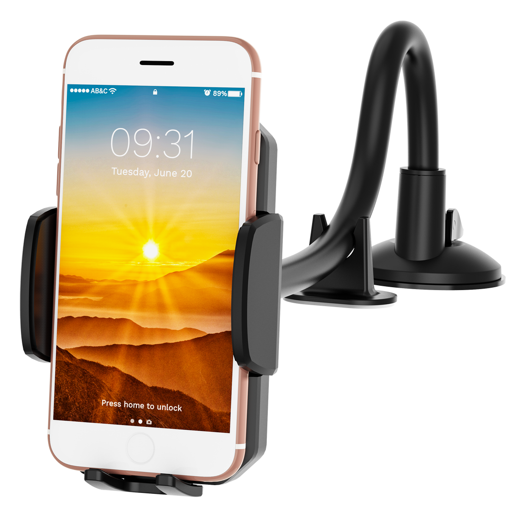Gooseneck Long Arm Car Windshield Dashboard Phone Mount Holder with Suction Cup & 360° Rotation