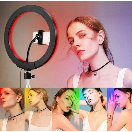 RGB Light 10 Inch Selfie Ring Light with 76 Inch Tripod & 3 Phone Holders for Live Stream, Makeup & More