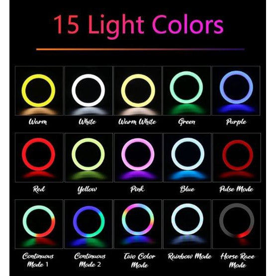 RGB Light 10 Inch Selfie Ring Light with 76 Inch Tripod & 3 Phone Holders for Live Stream, Makeup & More