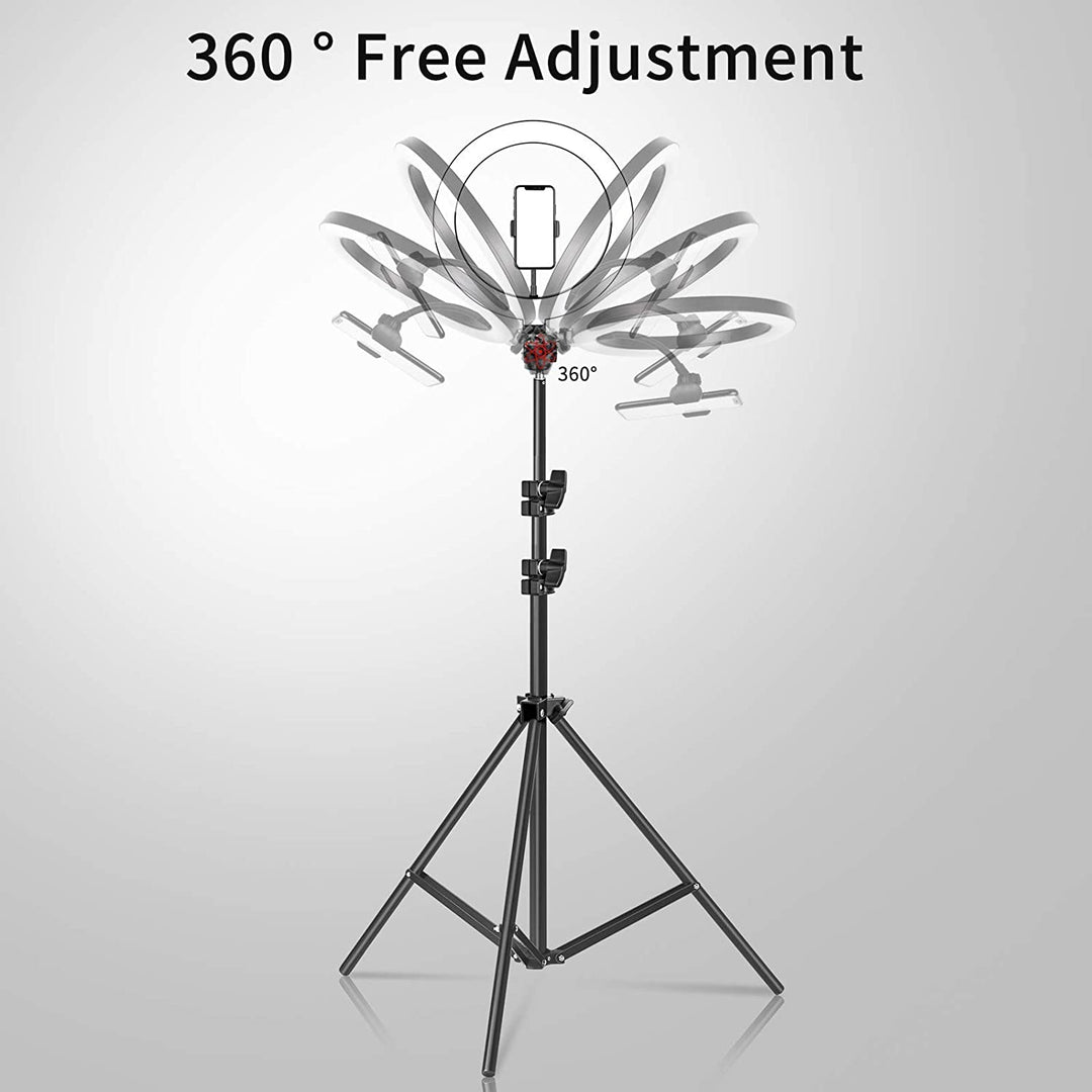 14" RGB Ring Light with Desk Tripod Stand, 18 Dimmable Modes, 3 Cell Phone Holders, Professional LED Lighting
