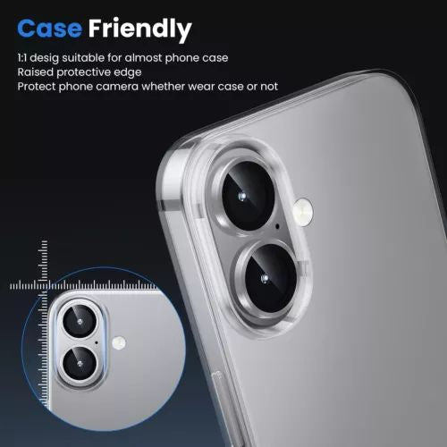 Premium Guard Titanium Alloy HD Tempered Glass Camera Lens Protector – Ultra Clear, Full Protection, Durable for Apple iPhone 16, iPhone 16 Plus